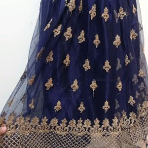 Rich Gold Work Navy Blue Frock 5year