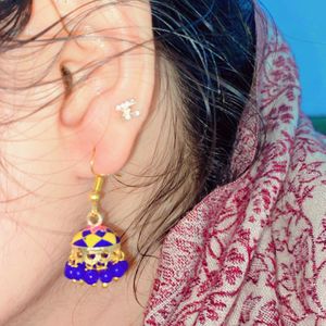 Elegant Blue Yellow Rajisthani Jhumki