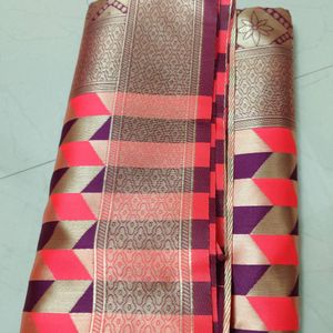 Multi Colour Brand New Saree With Blouse Piece