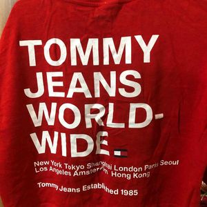 Red Tommy Hilfiger Crop Tshirt