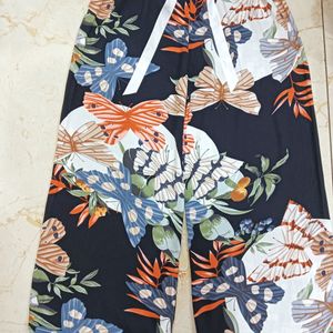 Black With Flowers Beautiful Print Pants