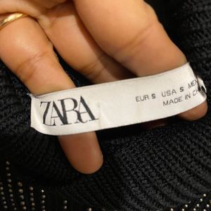 Zara Knitted Embellished cropped Top S