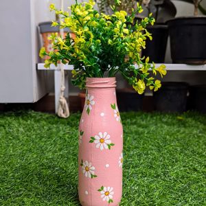 Handpainted Pink Glass Bottle