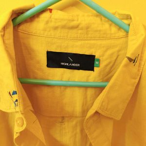 Highlander Yellow Pure Cotton Casual Half Shirt