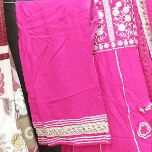 Rose Color Anarkali Set