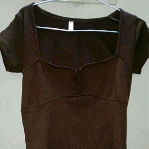 Square Neck Brown Top