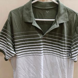 Westside White And Green Collared T-shirt