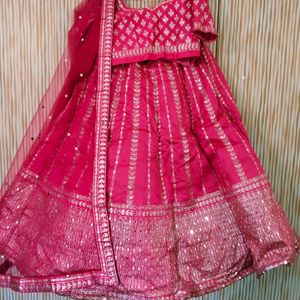 Ball Lehenga With Cold Shoulder Blouse & Free Gift