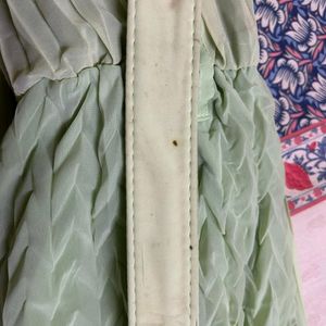 Light Green Belted Long Length Dress