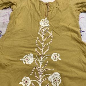 Khadi Cotton Mustard Colour Kurta