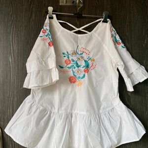 Back Cut Embroidery Top