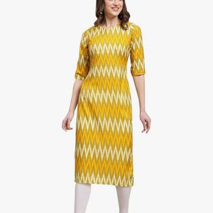 Womens Crepe Elbow Length Sleeve Printed Kurti