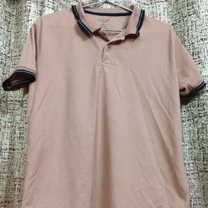 V Shape Collar Nude Shade T-shirt