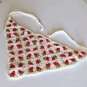 Handmade Crochet Strawberry Bandana