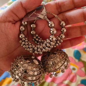 Black Metal Punjabi Jhumka For Women