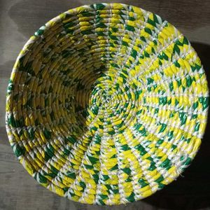 Hand Made Basket Yellow Green Colour