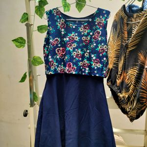 A-line Floral Dress With Skater Skirt