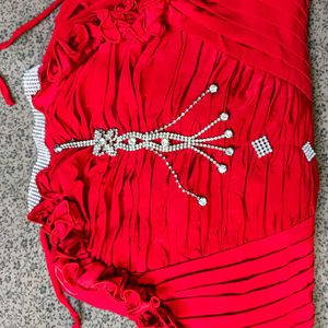 Vintage Red High Neck Party Dress