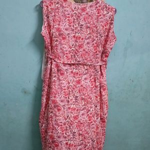 Pink Printed Casual Dress