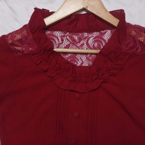 Maroon Ruffled Top