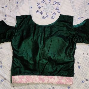 Green Padded Blouse (Pink & Golden Work)