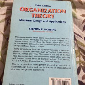 Organisation Theory - Stephen P Robbins