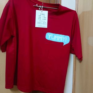 Red Beautiful Print Back  Tshirt