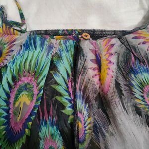 Cute Peacock Feather Sleeveless Top