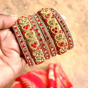 Red and golden Combination Beautiful  Bangles