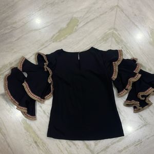 Sassafras Black Statement Sleeve Top