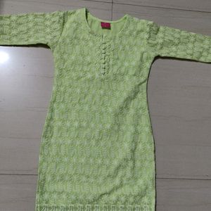 Chikankari Light Green Girls Kurta