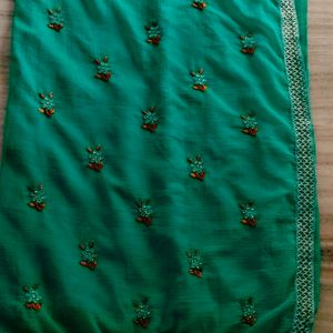 Green Embroidery Saree