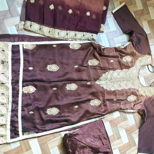 Brown Salwar Suit With Dupatta