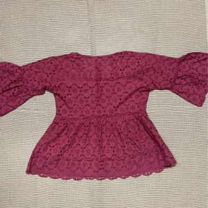 Red Chikankari Top