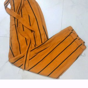 Mustard Parallel Pant With Belt