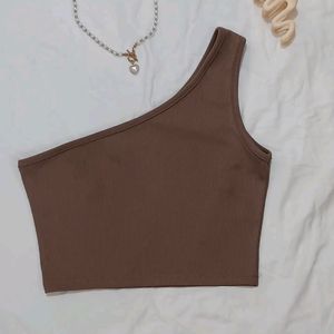 Urbanic Brown One Shoulder Crop Top