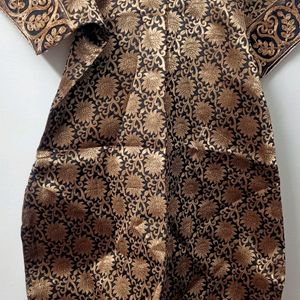 Shiny Golden Kurta For Women Party Wear