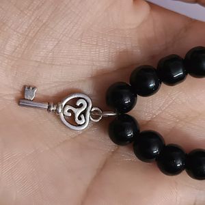 Black Beads Bracelet With Key Chain Pendant