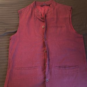 Maroon Melange Nehru Jacket