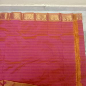 Rose Pink Colour Banarasi Silk Saree.