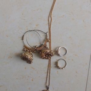 Earings Jhumka, Locket With Free Ring