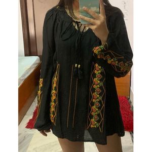 Black handwork Top/tunic