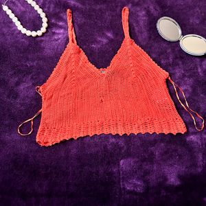 Orange Crotchet Tank Top