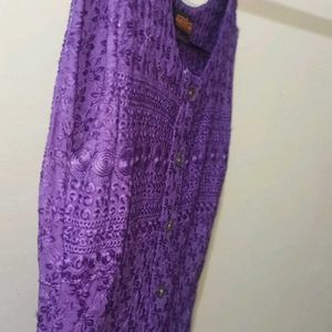 Lavender Chikankari Kurta Set