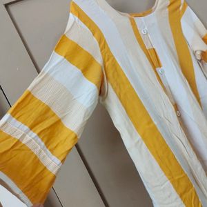 Yellow And White Stripped Kurti