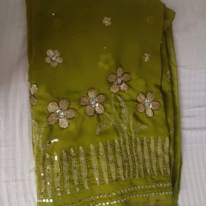 Olive Green Saree