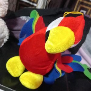 Combo Of Kids Soft Toy Teddy And Hanging Parrot