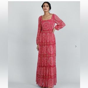 Aarke Ritu KumarBlock Print Square-Neck Tiered Dre