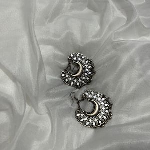 Oxidise Mirror Work Earrings