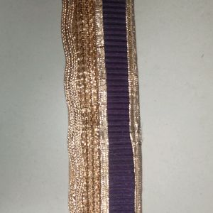 Attractive Golden Purple Coloured Lace For Lahenga